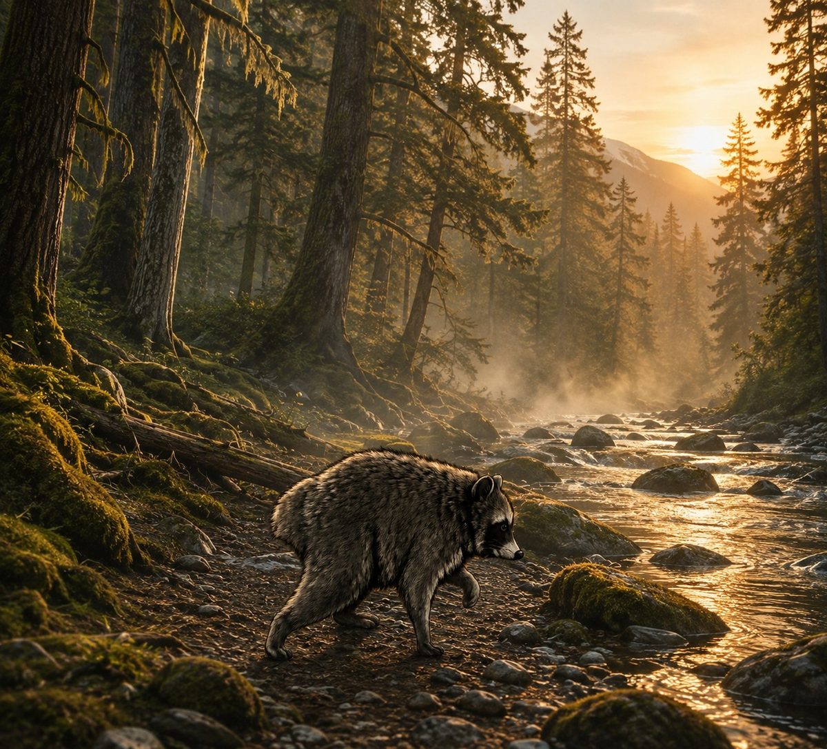 Jimothy on a mountain trail at sunset